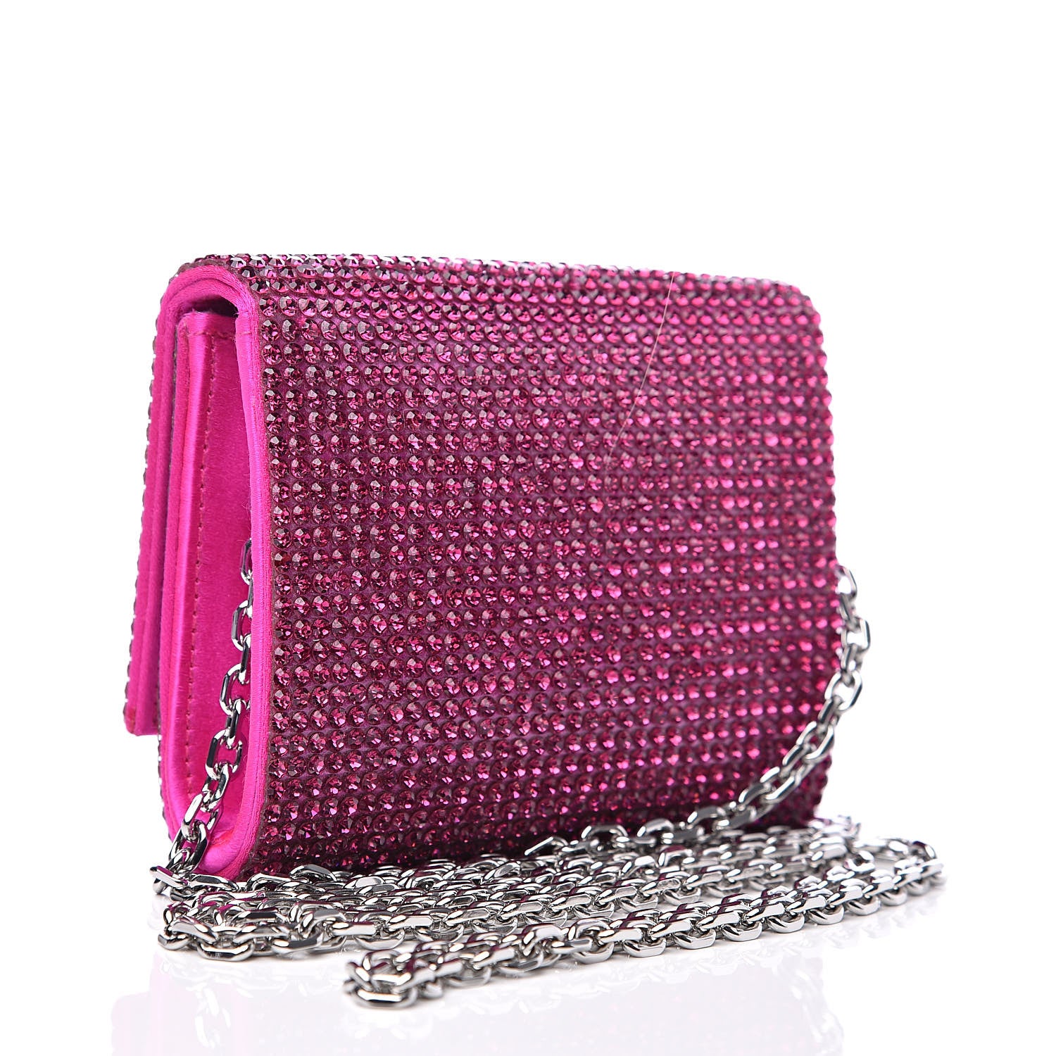 Judith Leiber Swarovski Crystal Micro Fizzy Clutch Silver Fuchsia 3 of 9