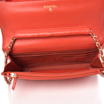Chanel Lambskin Quilted Wallet On Chain WOC Red 6 of 11
