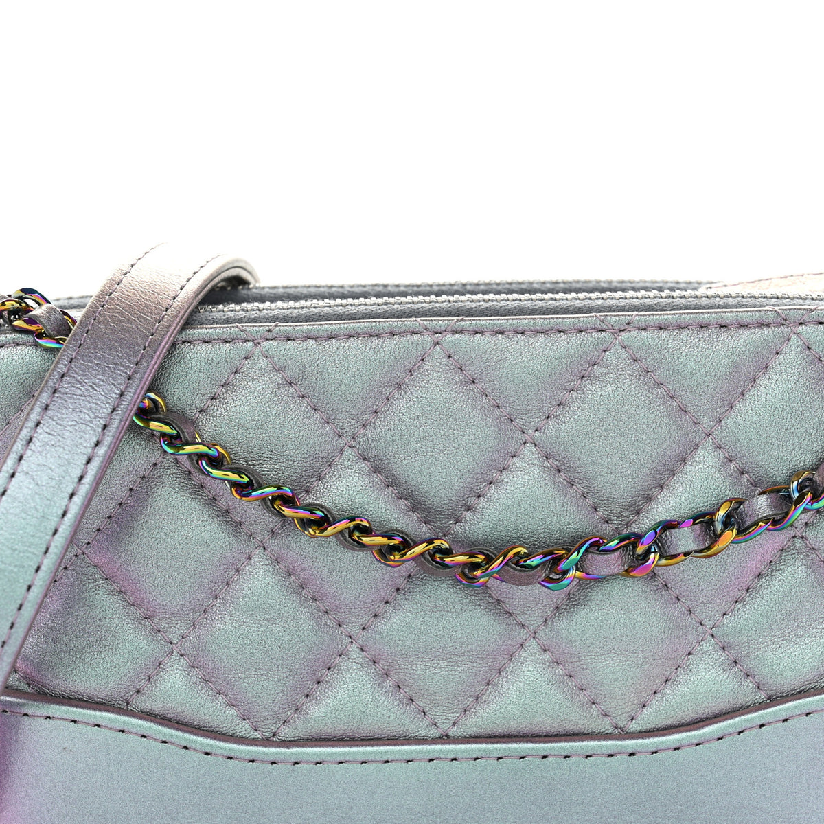 Chanel Iridescent Lambskin Calfskin Quilted Small Gabrielle Clutch With Chain Light Purple 7 of 9
