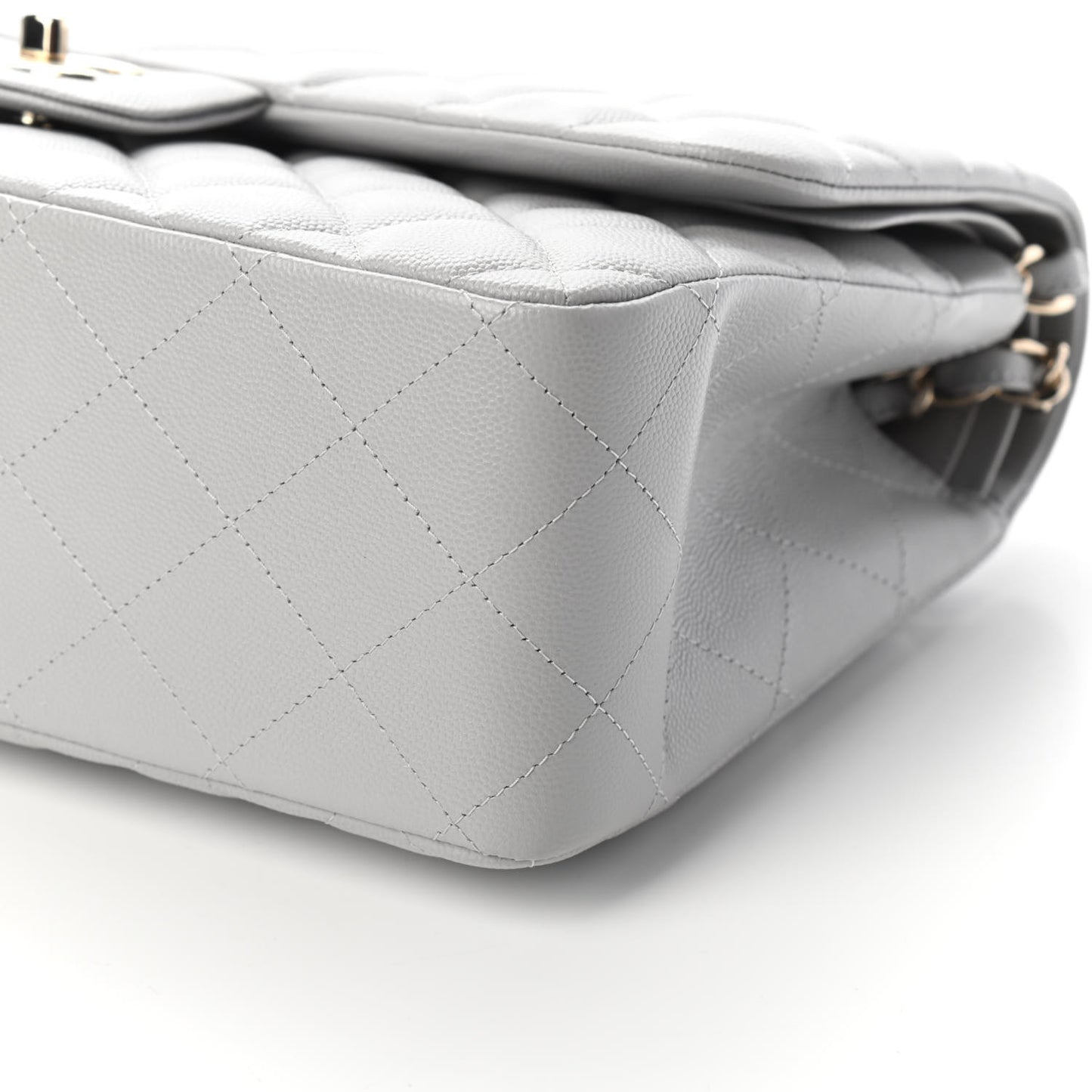 Caviar Quilted Jumbo Double Flap Grey
