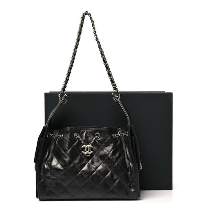 Chanel Shiny Crumpled Calfskin Quilted Small Chanel 25 Handbag Black 11 of 11