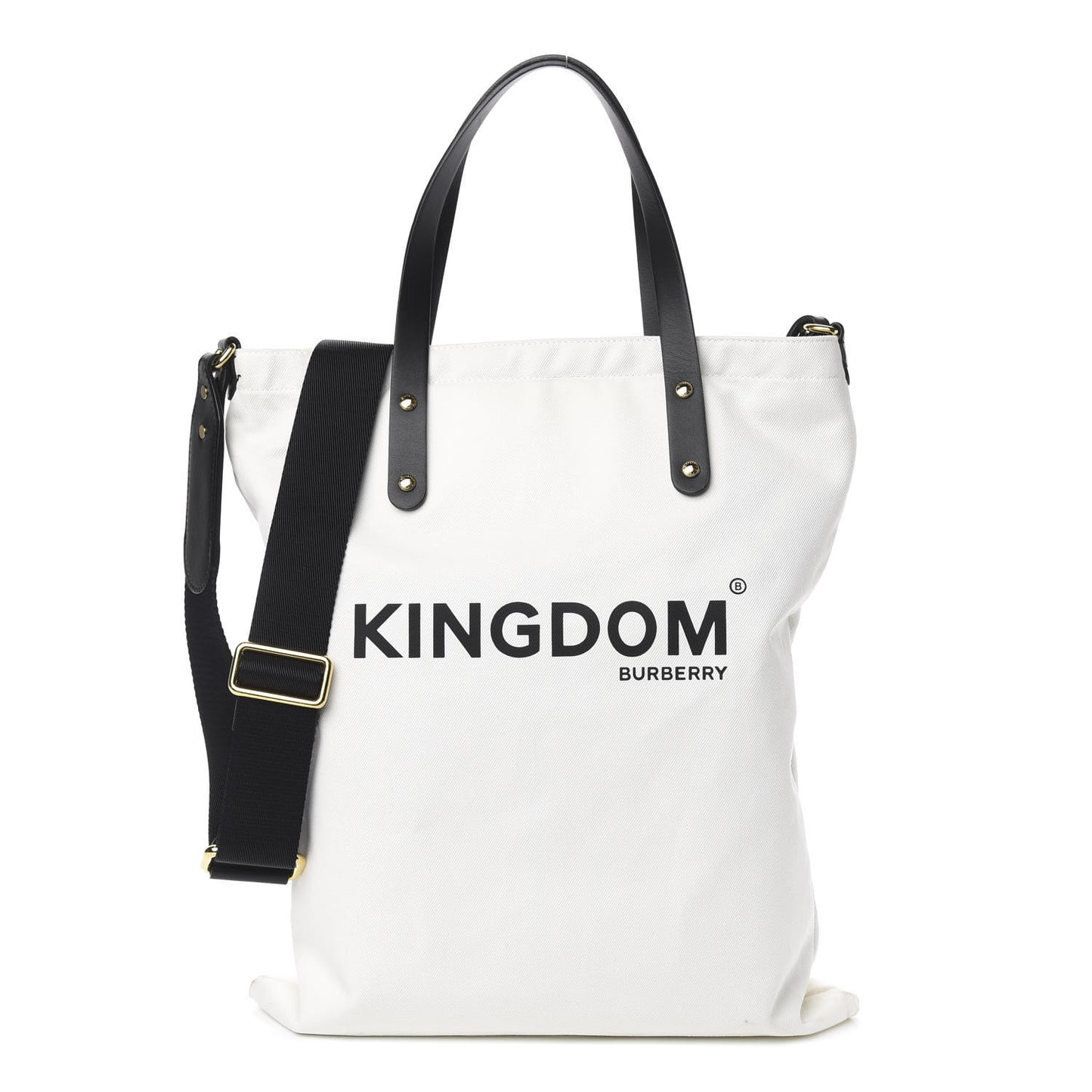 Cotton Canvas Calfskin Kingdom Print Tote Black