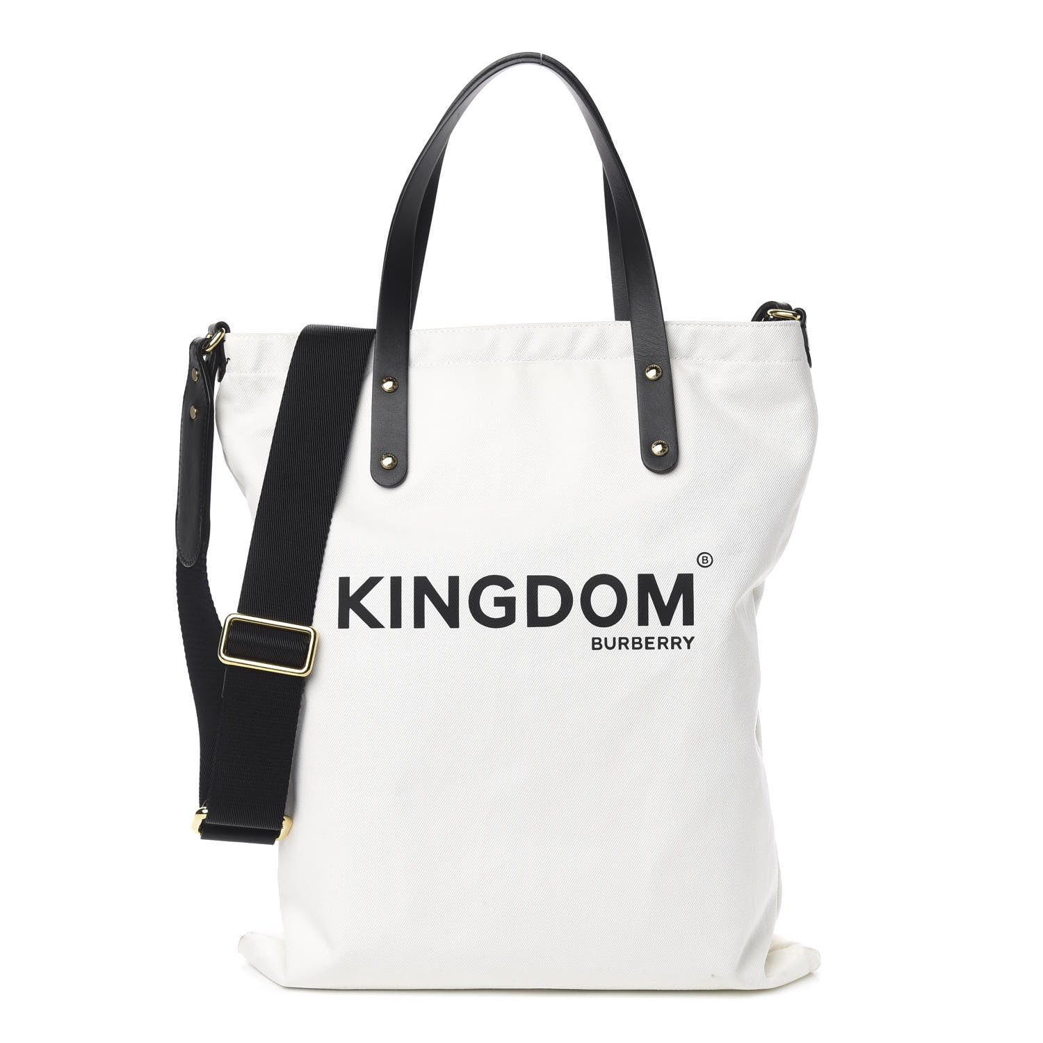 Burberry Cotton Canvas Calfskin Kingdom Print Tote Black 1 of 12