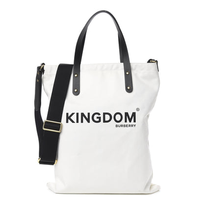 Burberry Cotton Canvas Calfskin Kingdom Print Tote Black 1 of 12