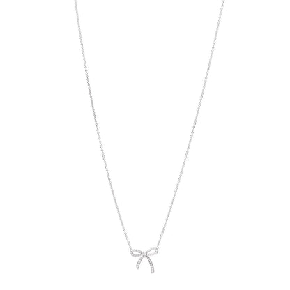 Tiffany Platinum Diamond Mini Bow Pendant Necklace 1 of 7