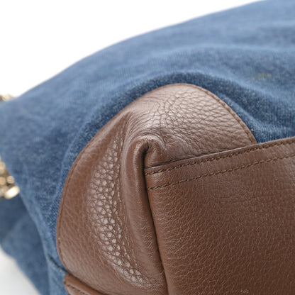 Gucci Denim Pebbled Calfskin Medium Soho Chain Shoulder Bag Blue Brown 12 of 16