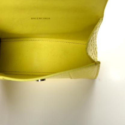 Balenciaga Shiny Calfskin Crocodile Embossed Hourglass Top Handle Bag XS Light Yellow 8 of 9