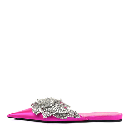 Balenciaga Satin Sequin Embellished Slash Slippers 37 Fuchsia 1 of 8