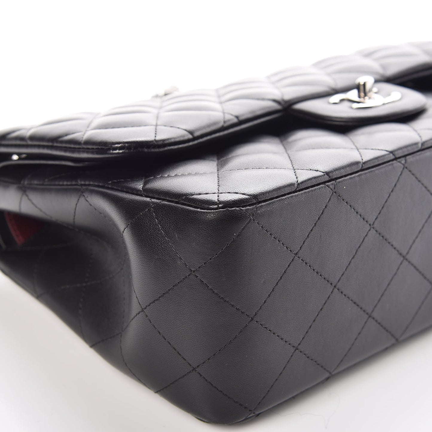 Lambskin Quilted Jumbo Double Flap Black