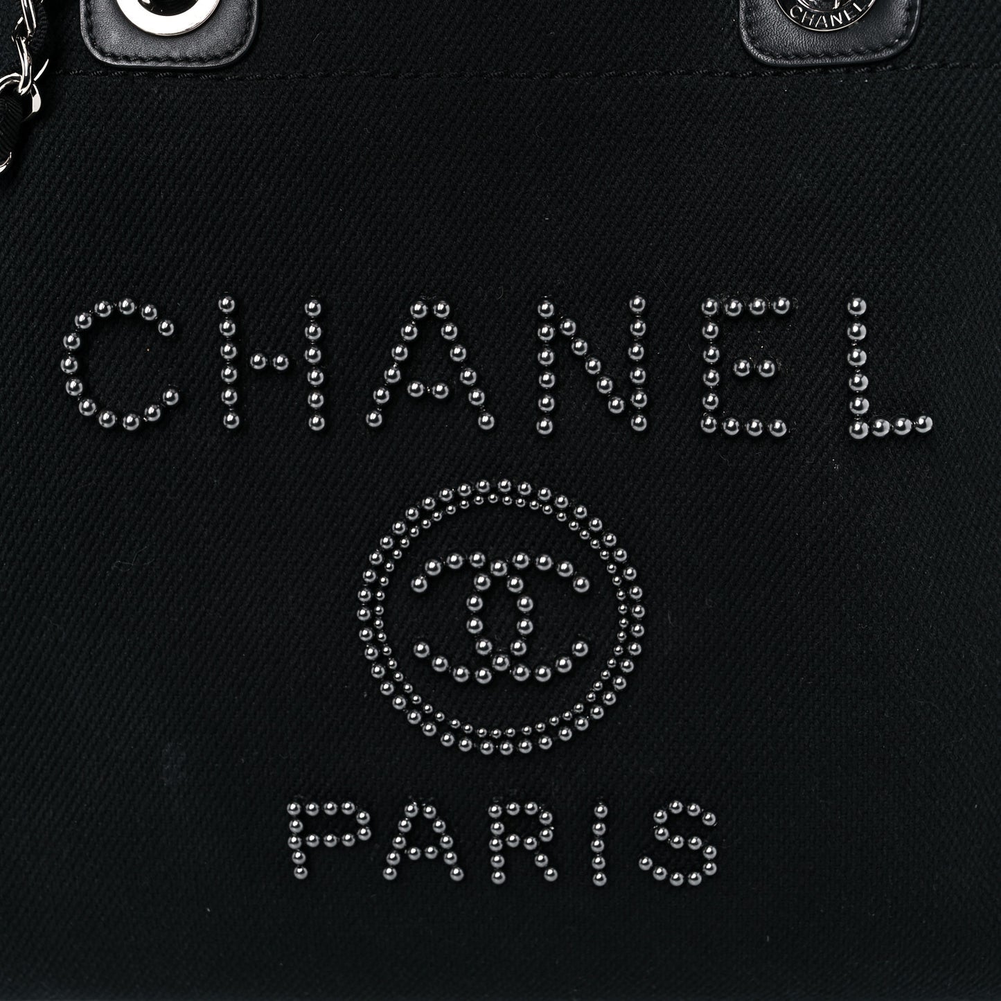 Canvas Pearl Medium Deauville Tote Black
