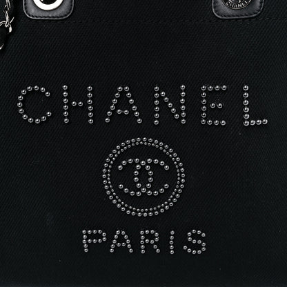 Chanel Canvas Pearl Medium Deauville Tote Black 17 of 17