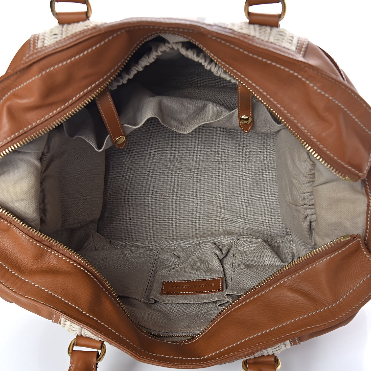 Burberry Haymarket Check Medium Rope Satchel Saddle Brown 6 of 16