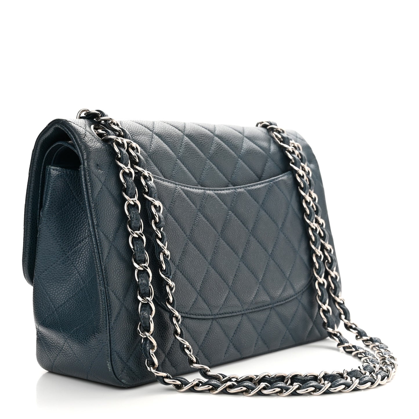 Caviar Quilted Jumbo Double Flap Navy