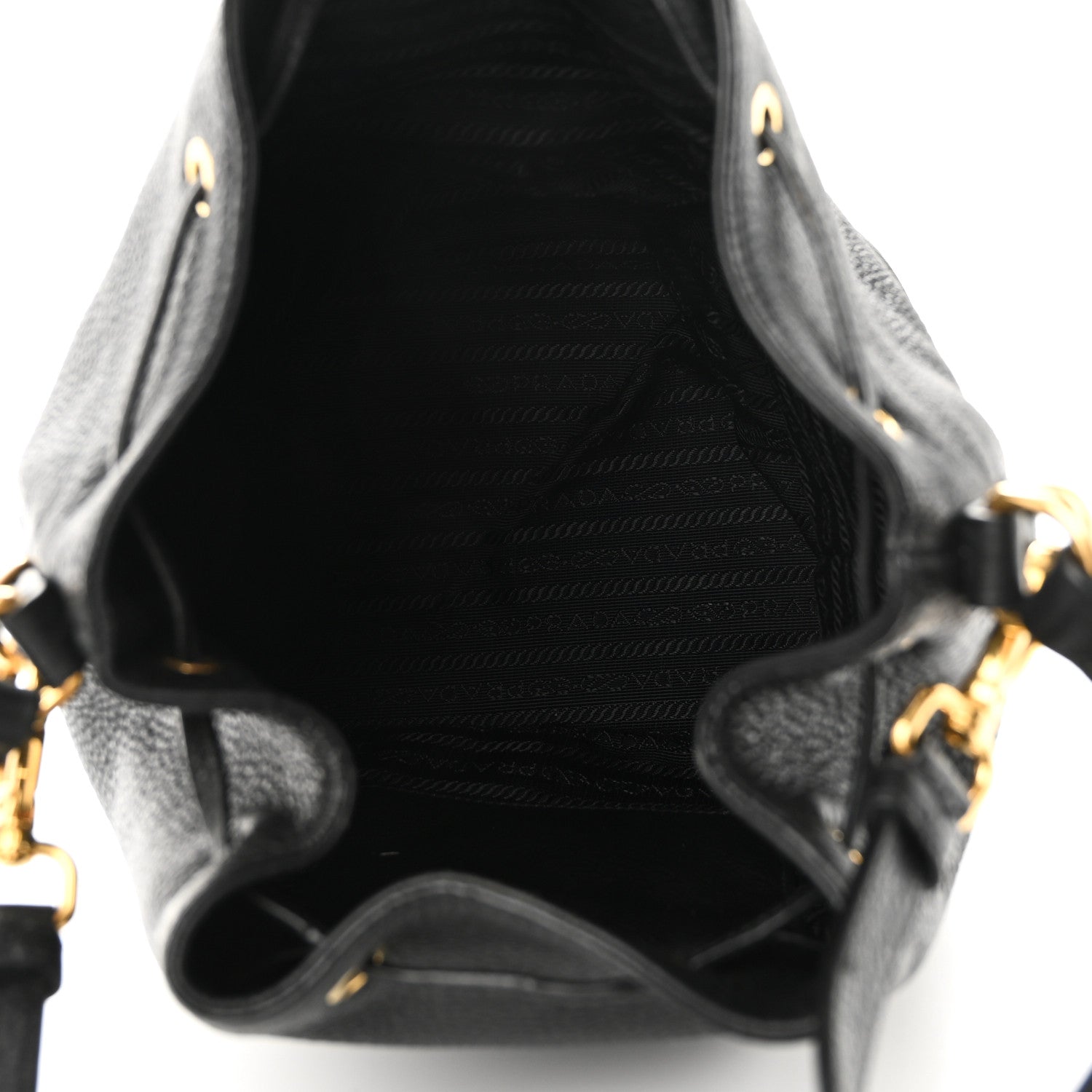 Prada Vitello Daino Bucket Bag Black 5 of 9