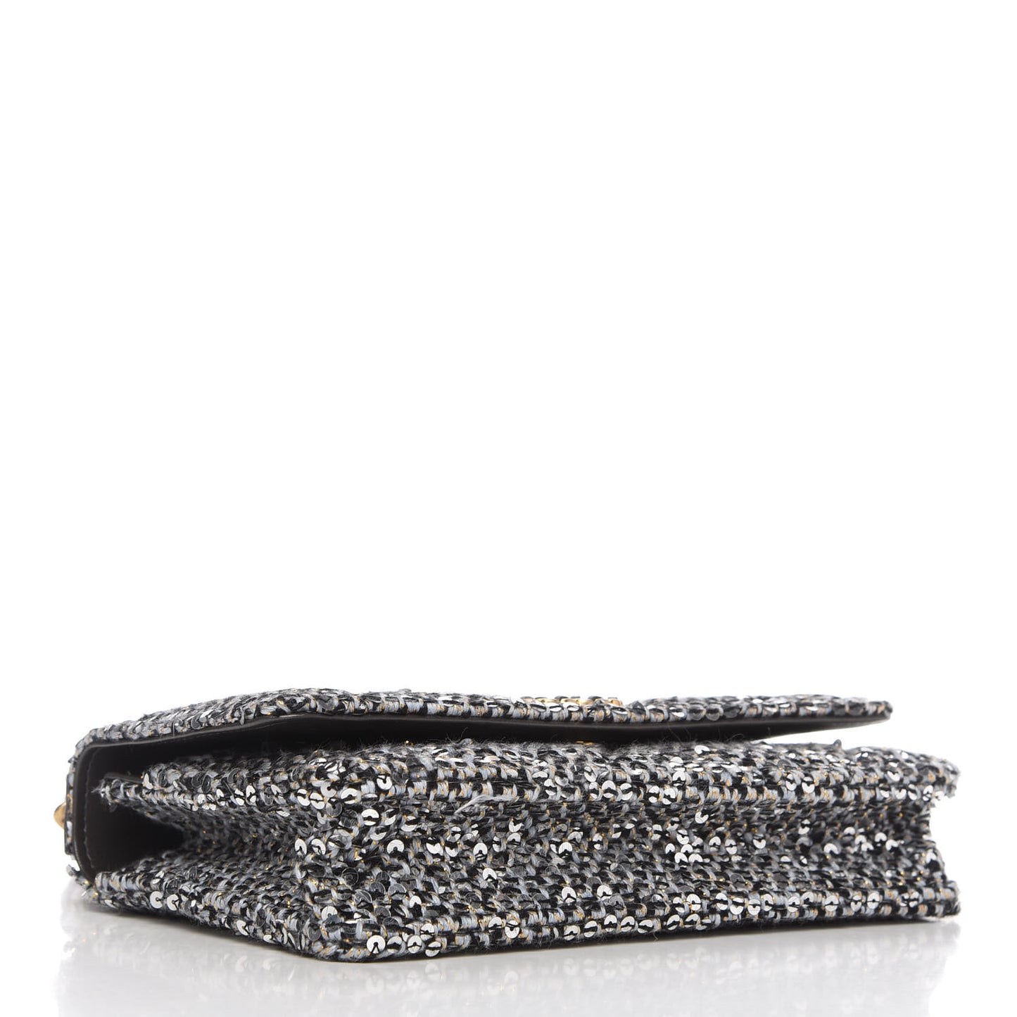 Sequin Quilted Chanel 19 Wallet On Chain WOC Silver