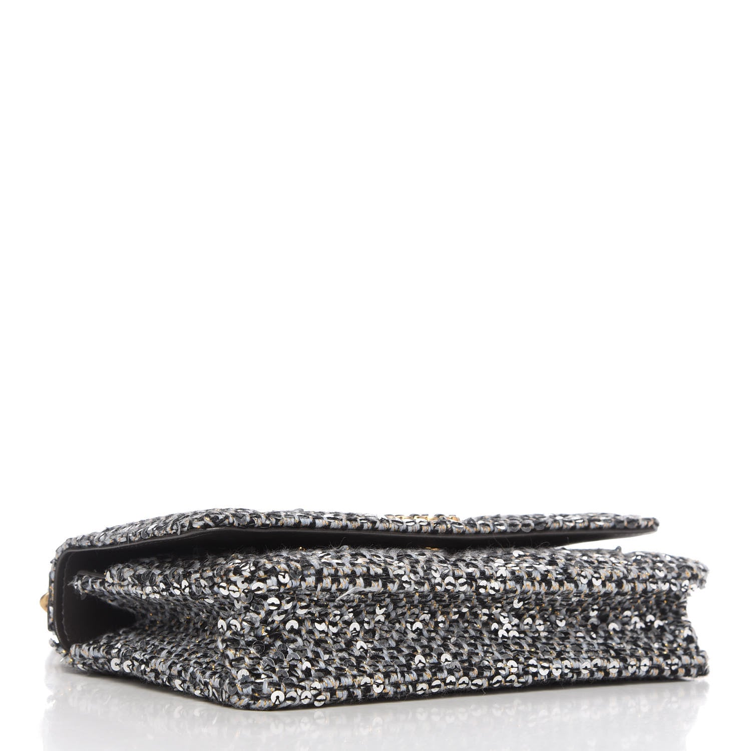 Chanel Sequin Quilted Chanel 19 Wallet On Chain WOC Silver 4 of 12