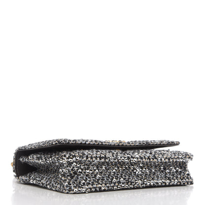 Chanel Sequin Quilted Chanel 19 Wallet On Chain WOC Silver 4 of 12