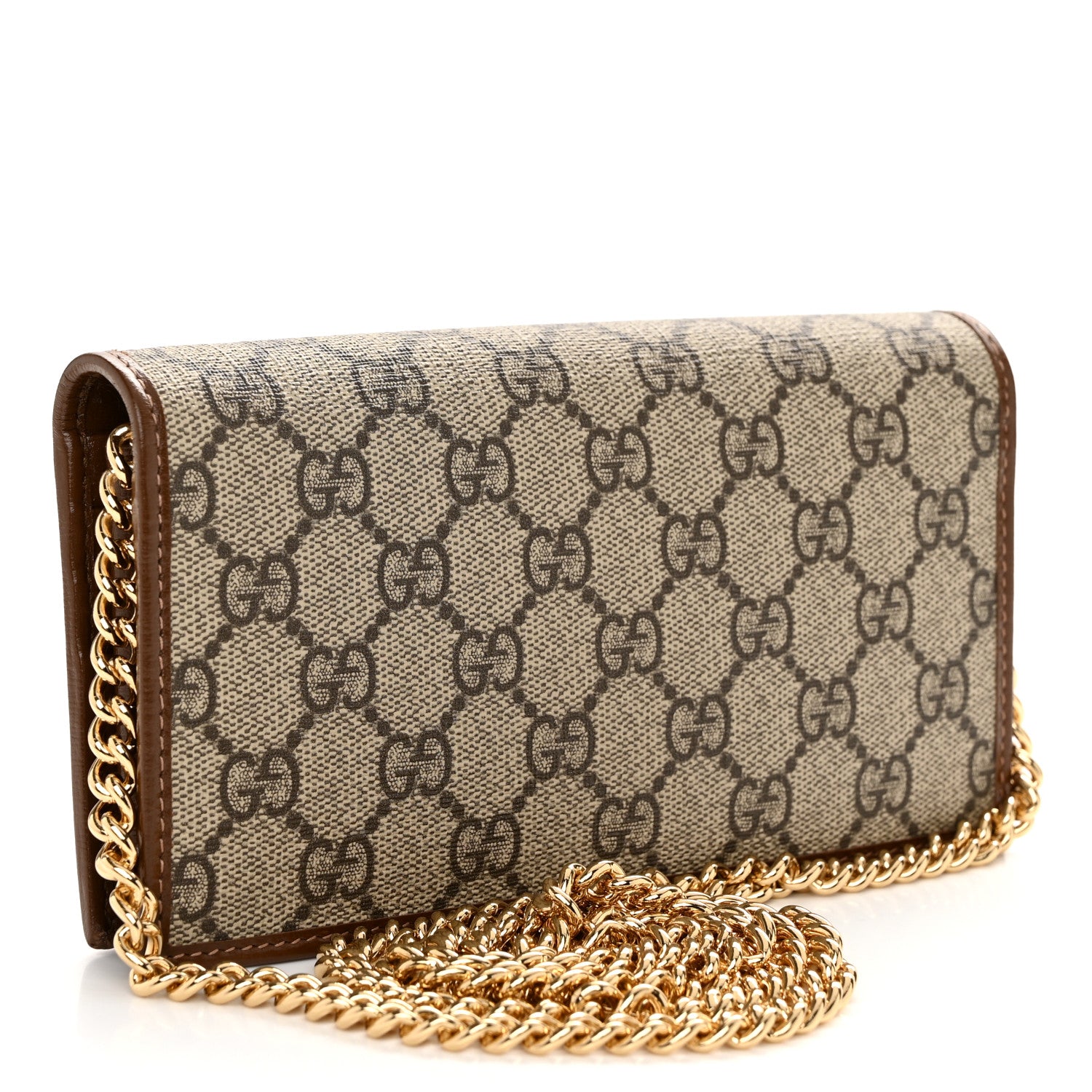Gucci GG Supreme Monogram Azalea Calfskin Horsebit 1955 Wallet On Chain Beige Ebony Brown Sugar 3 of 11