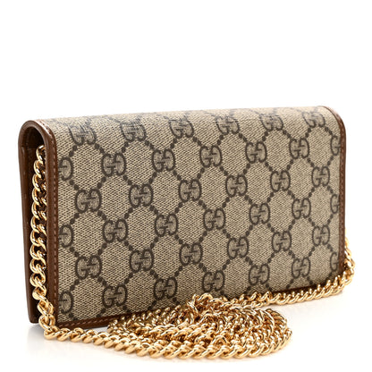 Gucci GG Supreme Monogram Azalea Calfskin Horsebit 1955 Wallet On Chain Beige Ebony Brown Sugar 3 of 11