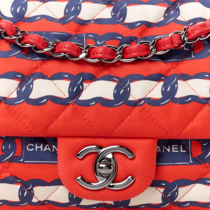 Chanel Silk Chain Printed Medium Single Flap Red 11 of 14