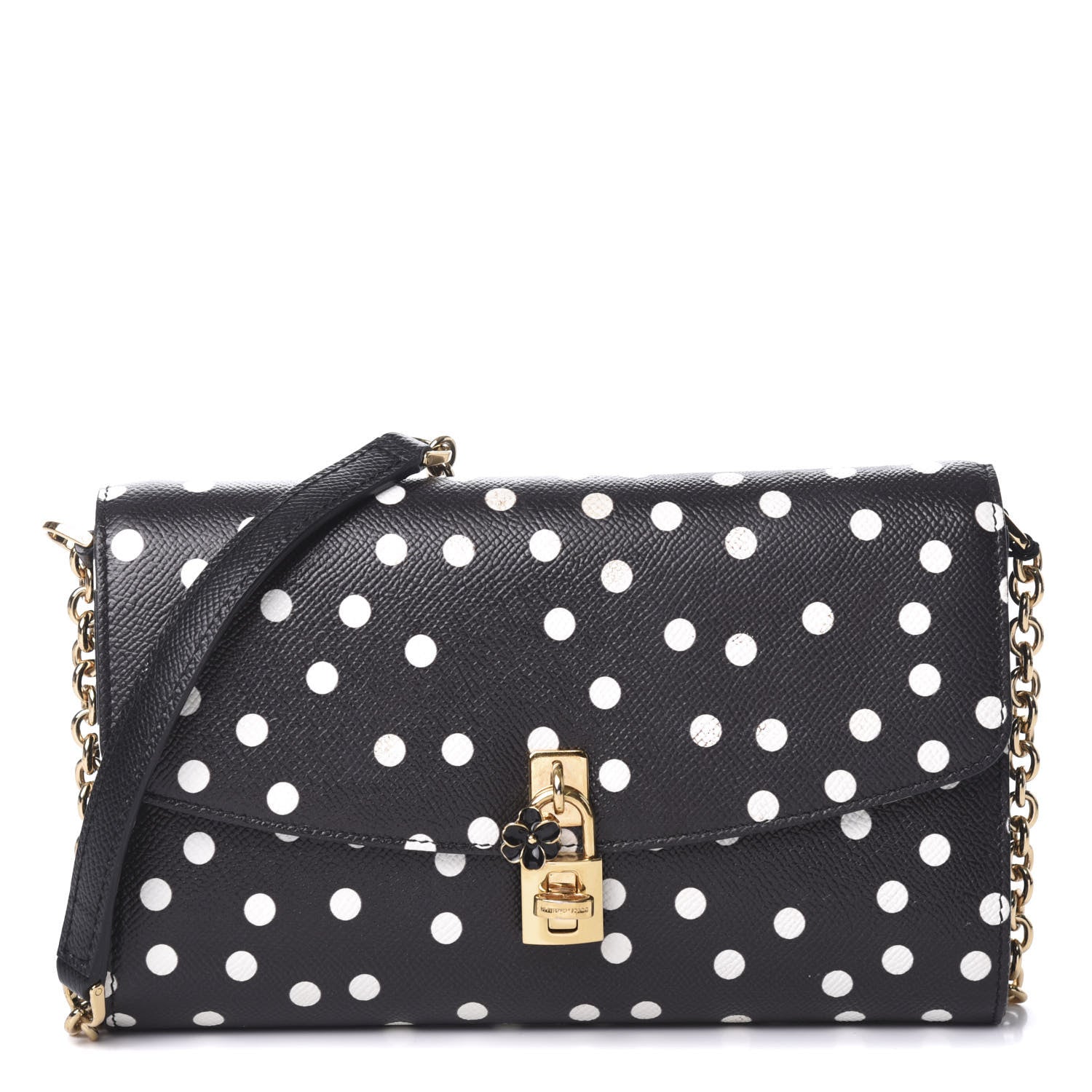 Dolce & Gabbana Dauphine Polka Dot Print Shoulder Bag Black 1 of 7