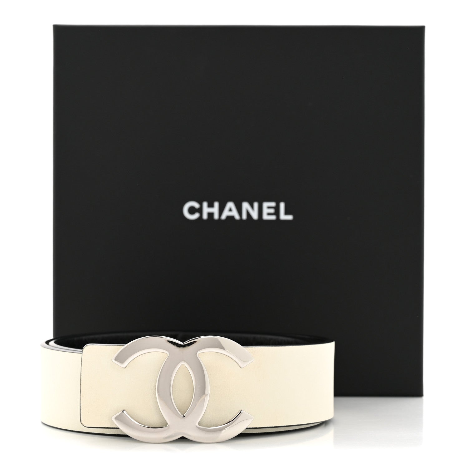 Chanel Calfskin CC Reversible Belt 85 White Black 9 of 9