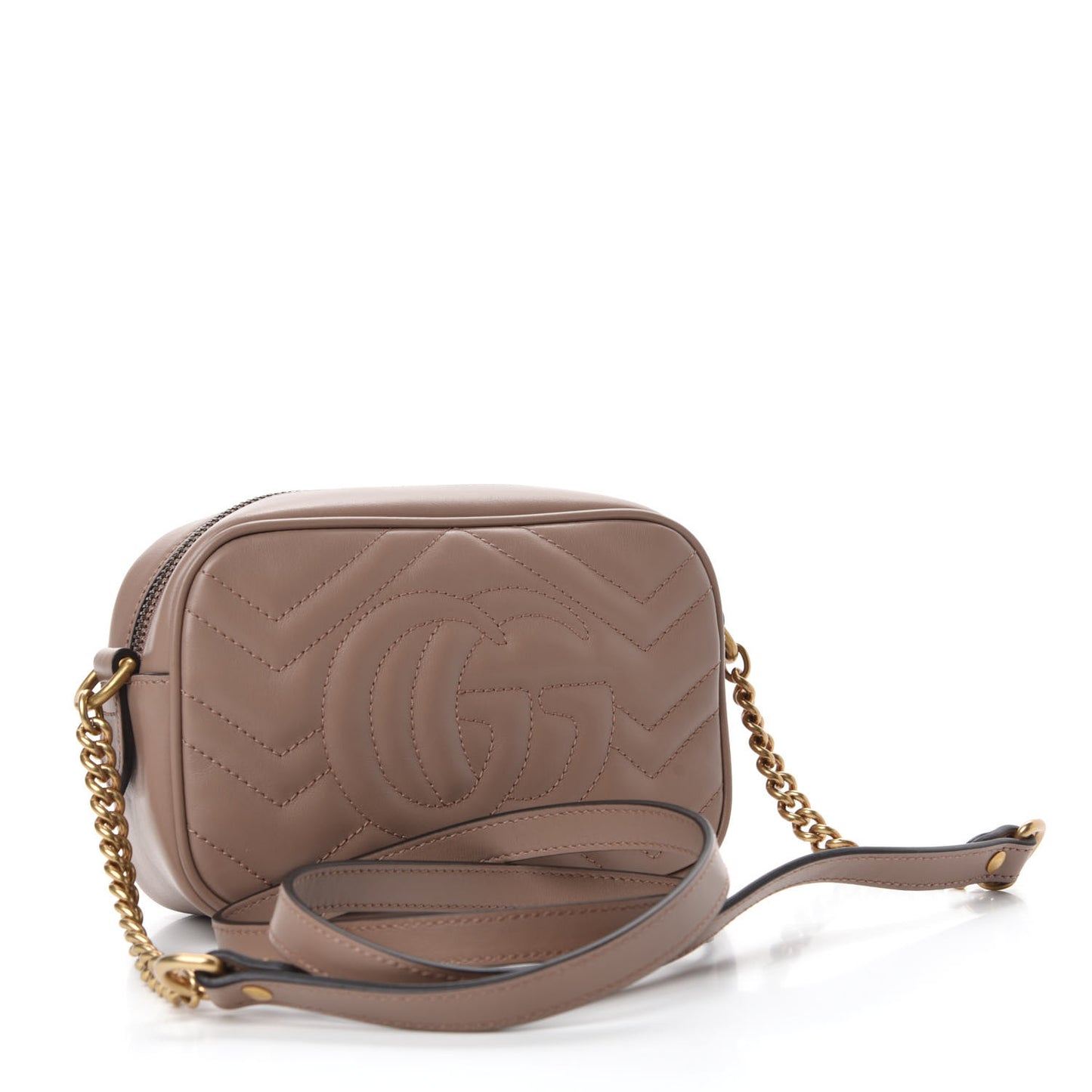 Calfskin Matelasse Mini GG Marmont Chain Shoulder Bag Porcelain Rose