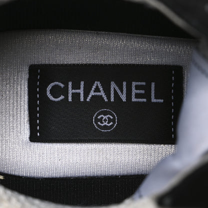 Chanel Mesh Suede Grained Calfskin Womens CC Sneakers 39 Black White 9 of 10