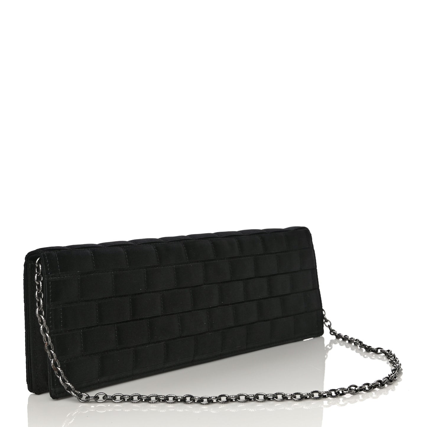 Satin Ribbon Evening Clutch Black