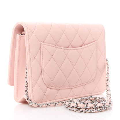Chanel Calfskin Enamel Quilted CC Wallet On Chain WOC Pink 3 of 12