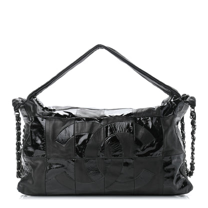 Chanel Lambskin Patent Calfskin Brooklyn Patchwork Hobo Black 1 of 8