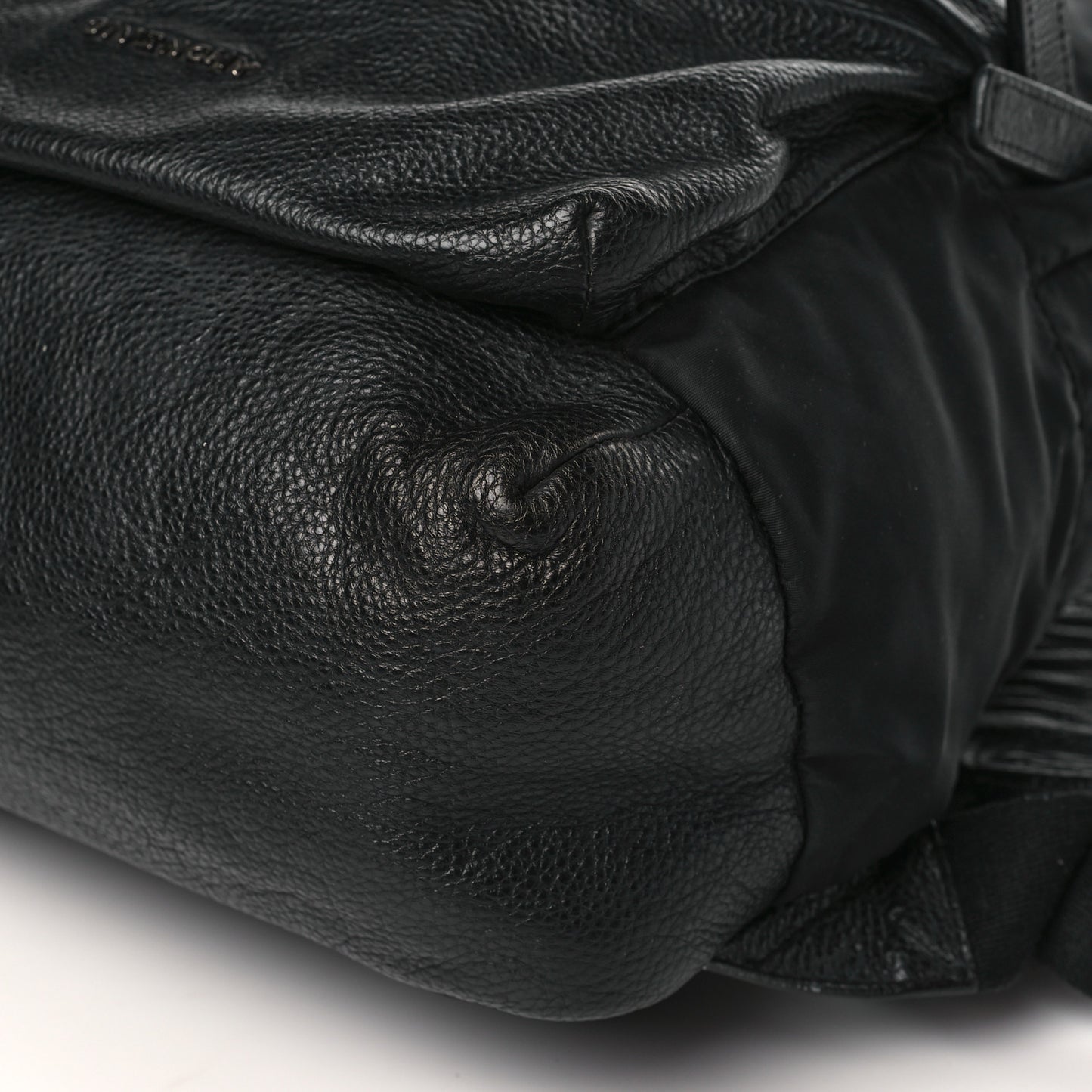 Nylon Calfskin Studded Backpack Black