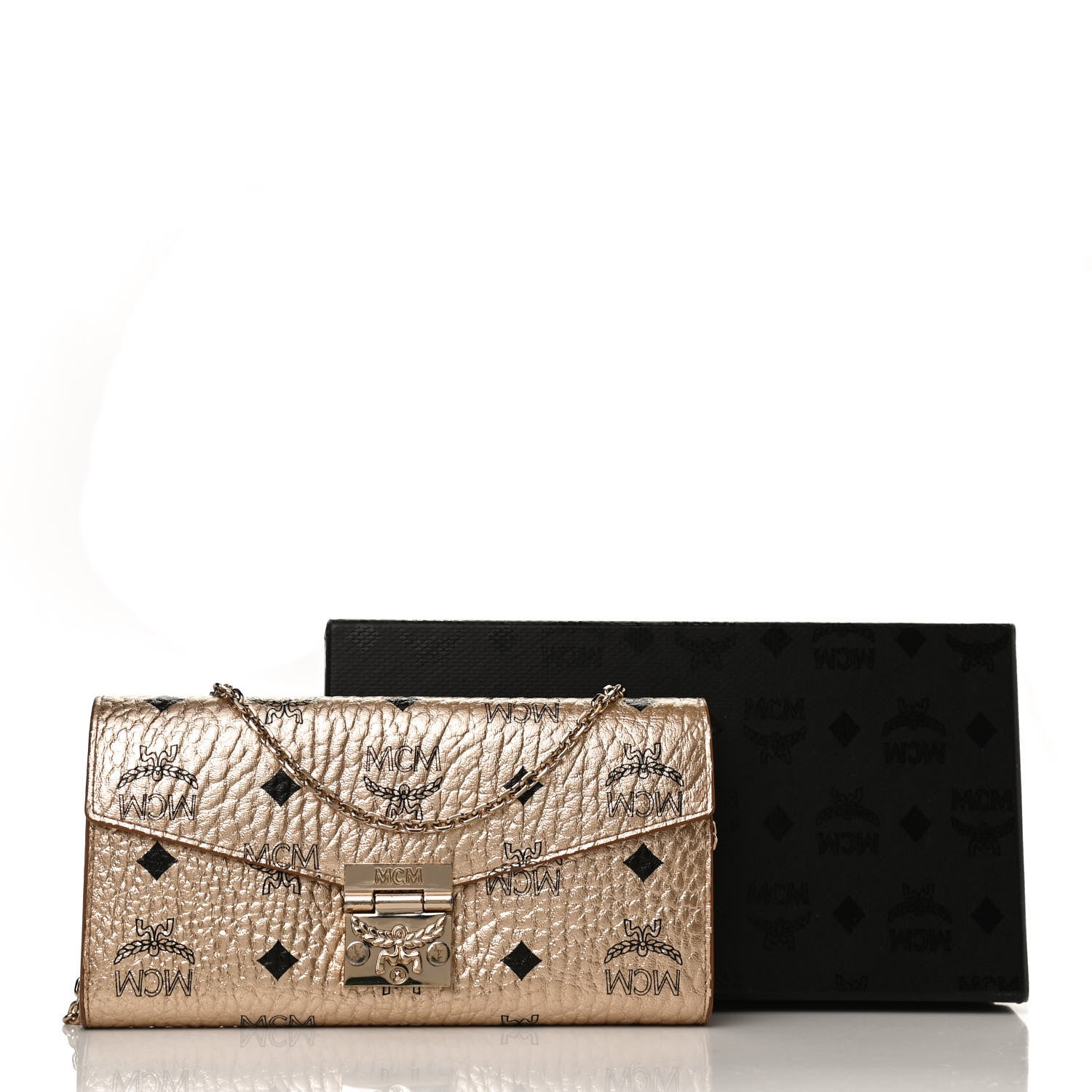 MCM Metallic Visetos Patricia Wallet On Chain Gold 12 of 12