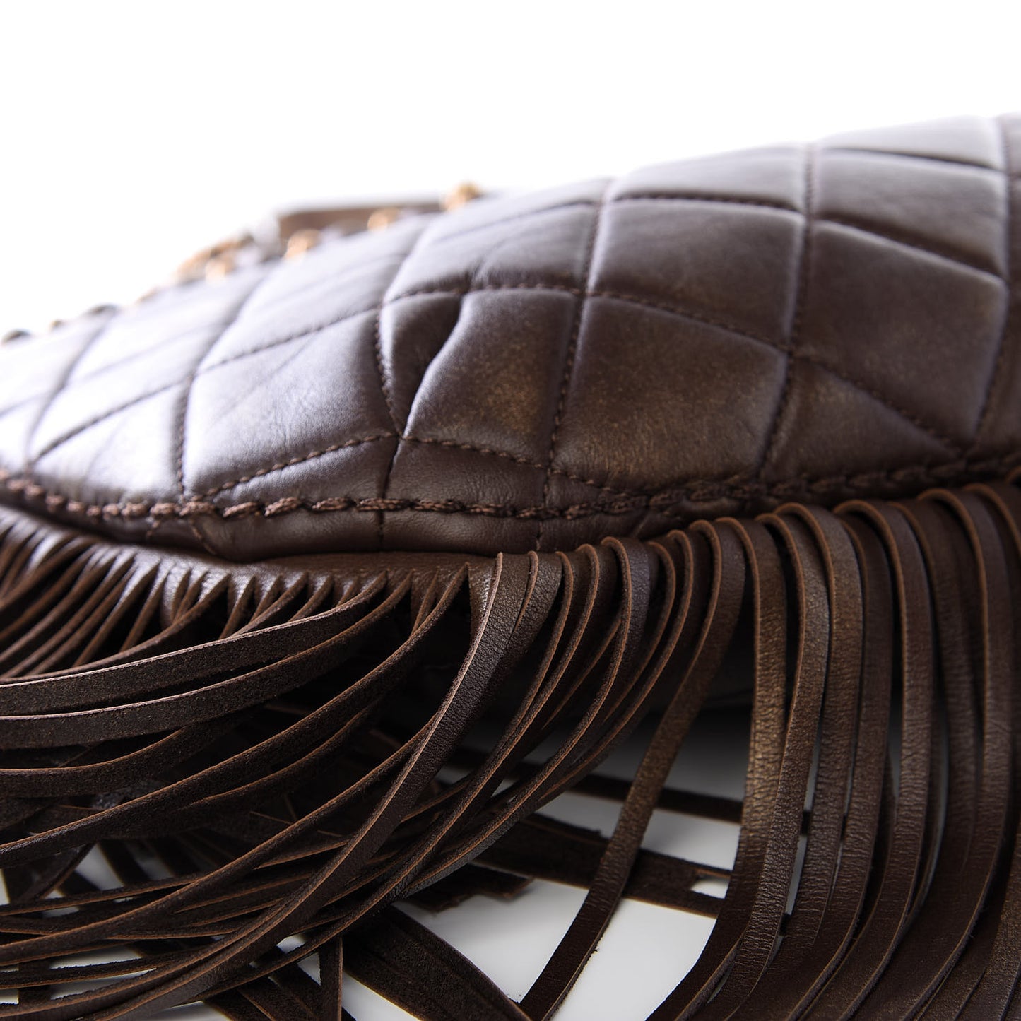 Calfskin Quilted Into The Fringe Hobo Brown