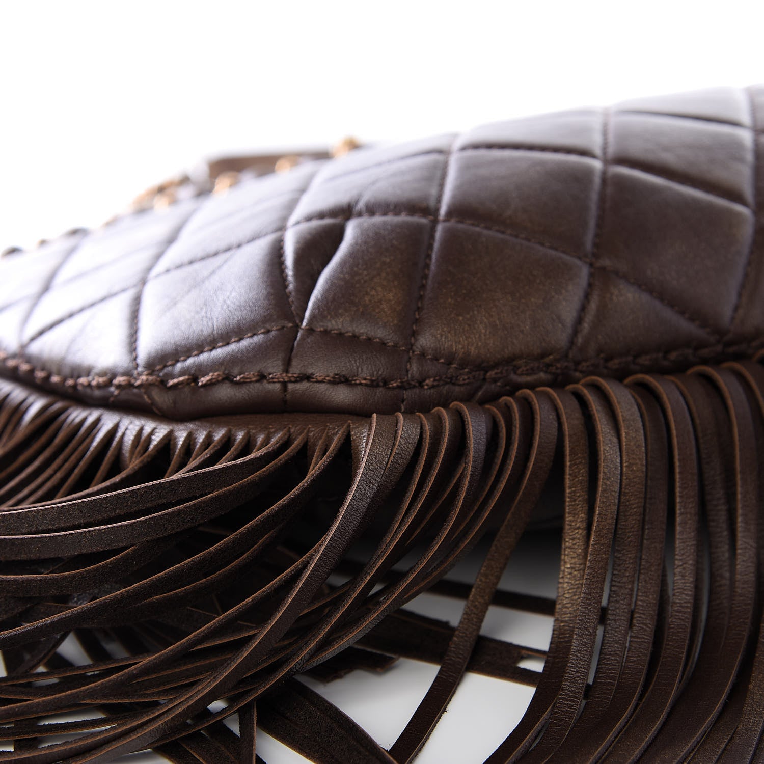 Chanel Calfskin Quilted Into The Fringe Hobo Brown 8 of 10