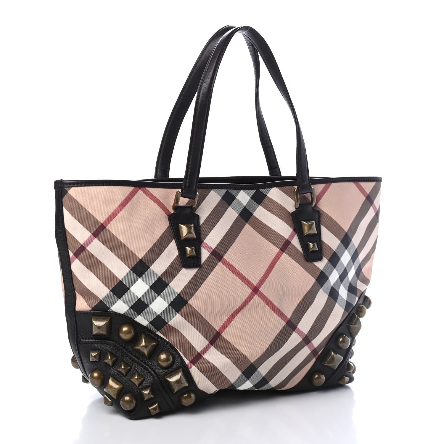Burberry Nova Check Mega Stud Nickie Tote Black 2 of 4