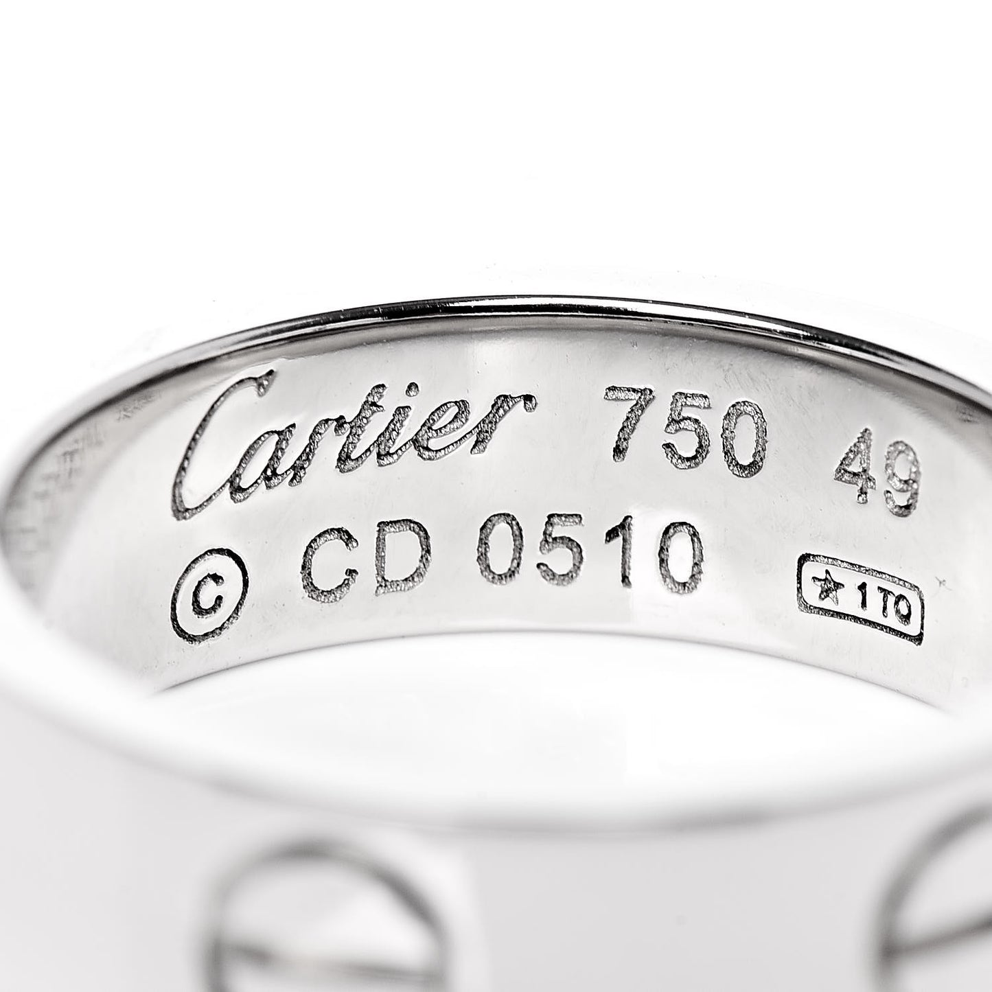 18K White Gold 5.5mm LOVE Ring 49 4.75