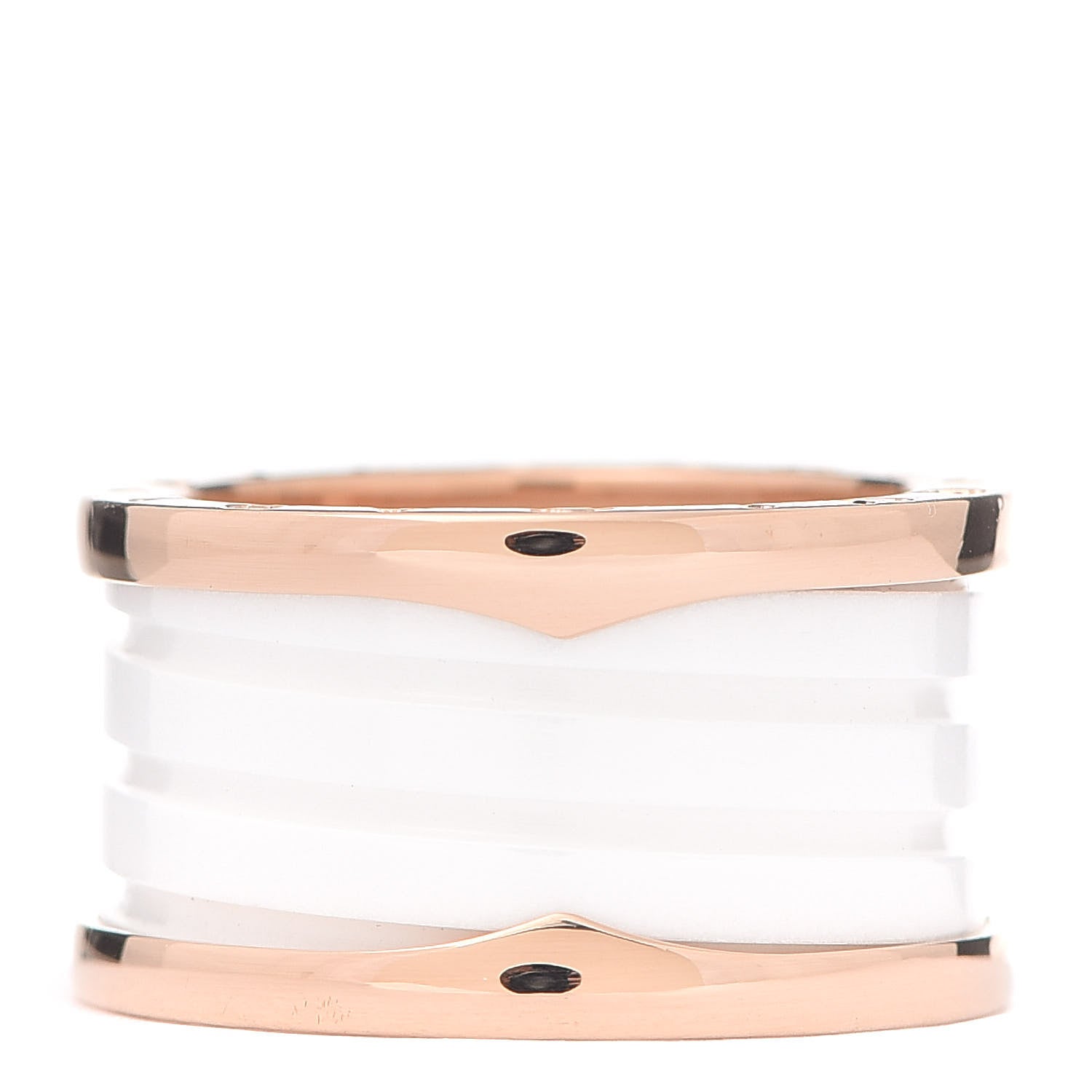 Bulgari 18K Rose Gold White Ceramic B.Zero1 Four-Band Ring 54 6.75 1 of 8