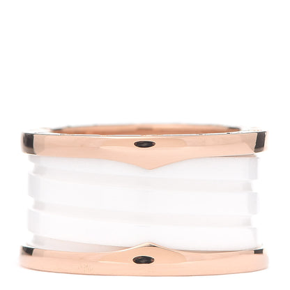 Bulgari 18K Rose Gold White Ceramic B.Zero1 Four-Band Ring 54 6.75 1 of 8