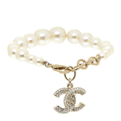Chanel Graduated Pearl Crystal CC Bracelet Gold 1 of 6