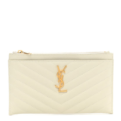 Saint Laurent Grain De Poudre Chevron Monogram Bill Pouch Crema Soft 1 of 7