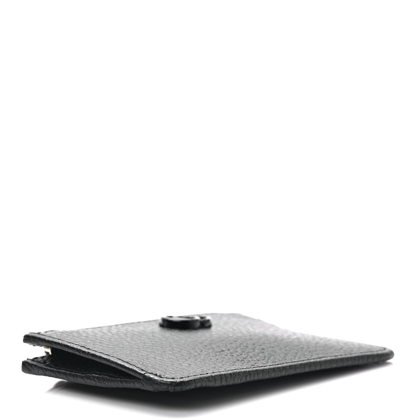 Dollar Calfskin Enamel Monochrome GG Marmont Key Case Card Holder Black