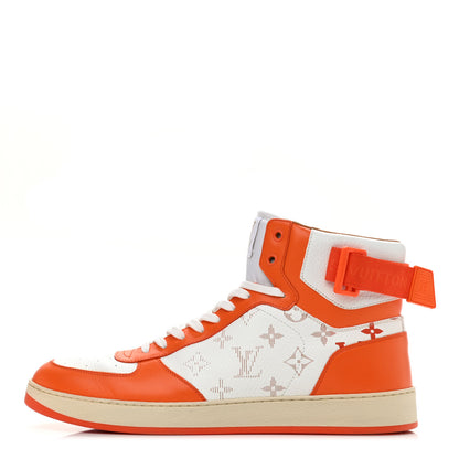 Louis Vuitton Calfskin Monogram Rivoli High Top Sneakers 10 Orange 1 of 9