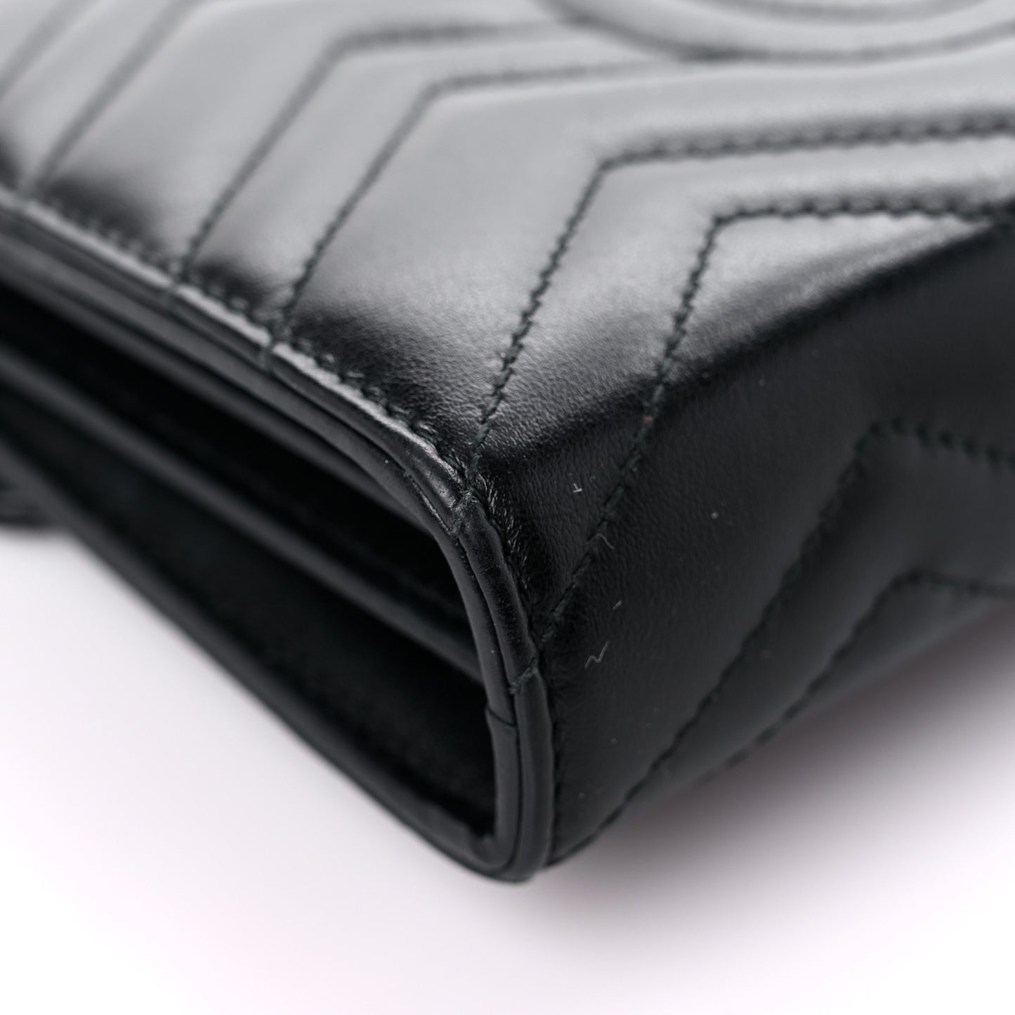 Calfskin Matelasse GG Marmont Chain Wallet Black