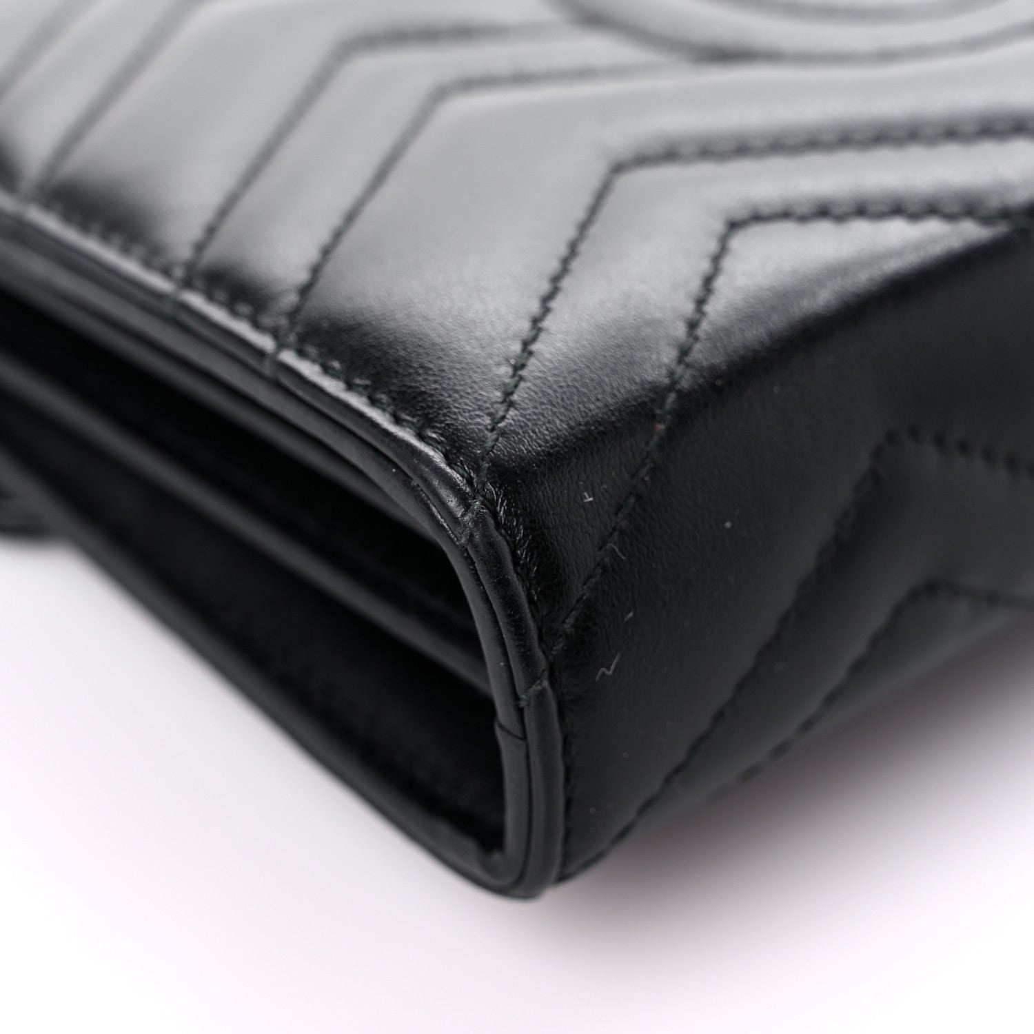 Gucci Calfskin Matelasse GG Marmont Chain Wallet Black 10 of 18