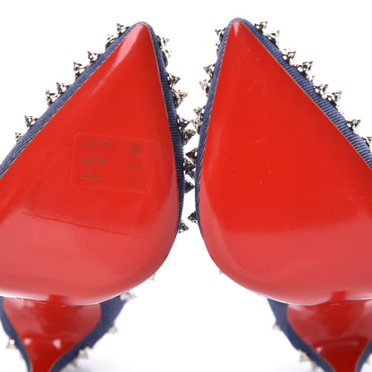 Christian Louboutin Denim Studded Aimantaclou 100 Pumps 36 Blue Silver 8 of 9