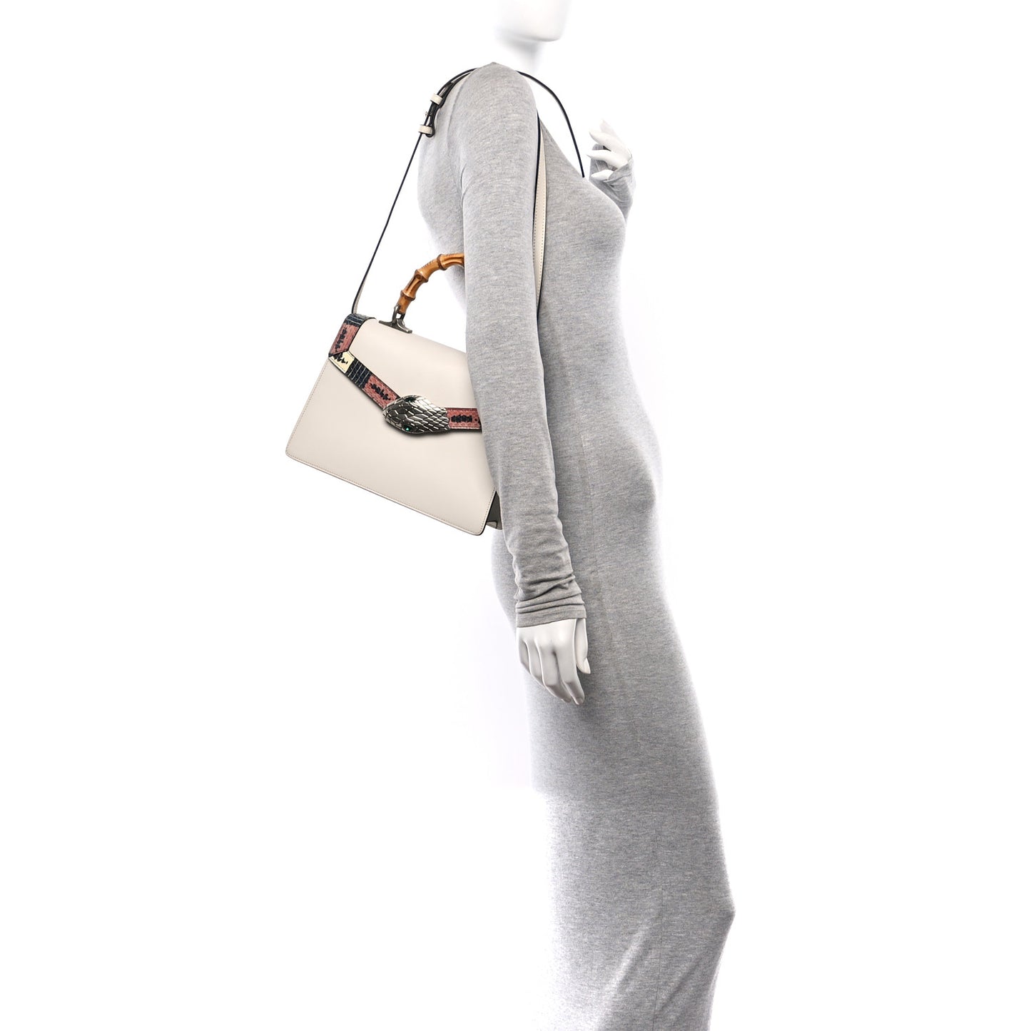 Calfskin Snakeskin Small Lilith Top Handle Bag White