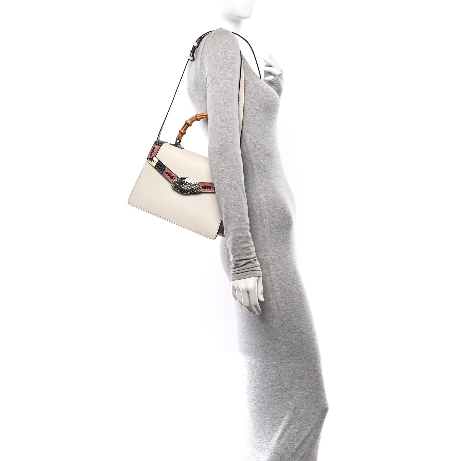 Gucci Calfskin Snakeskin Small Lilith Top Handle Bag White 2 of 10