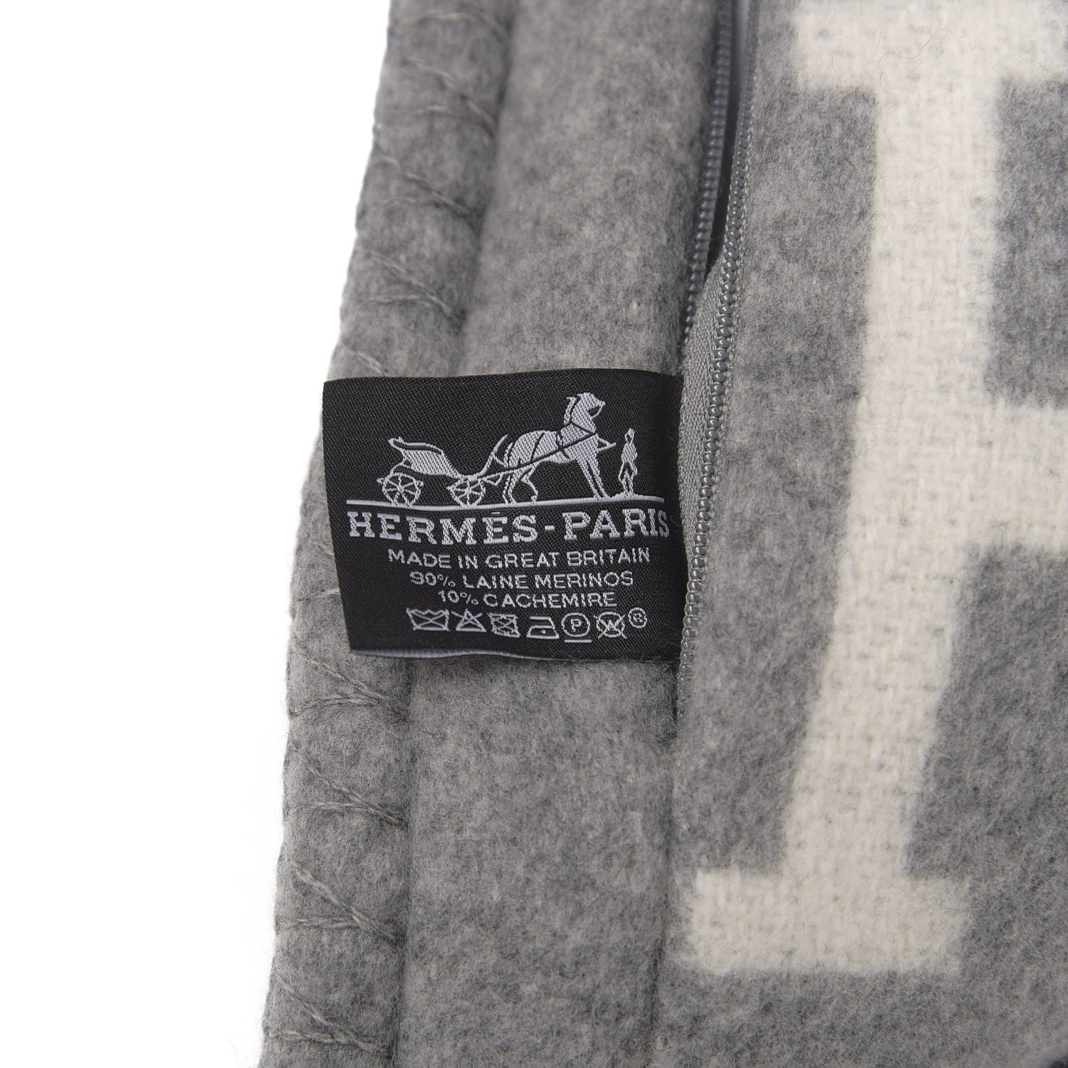 Hermes Wool Cashmere Avalon III Pillow PM Ecru Gris Clair 3 of 4