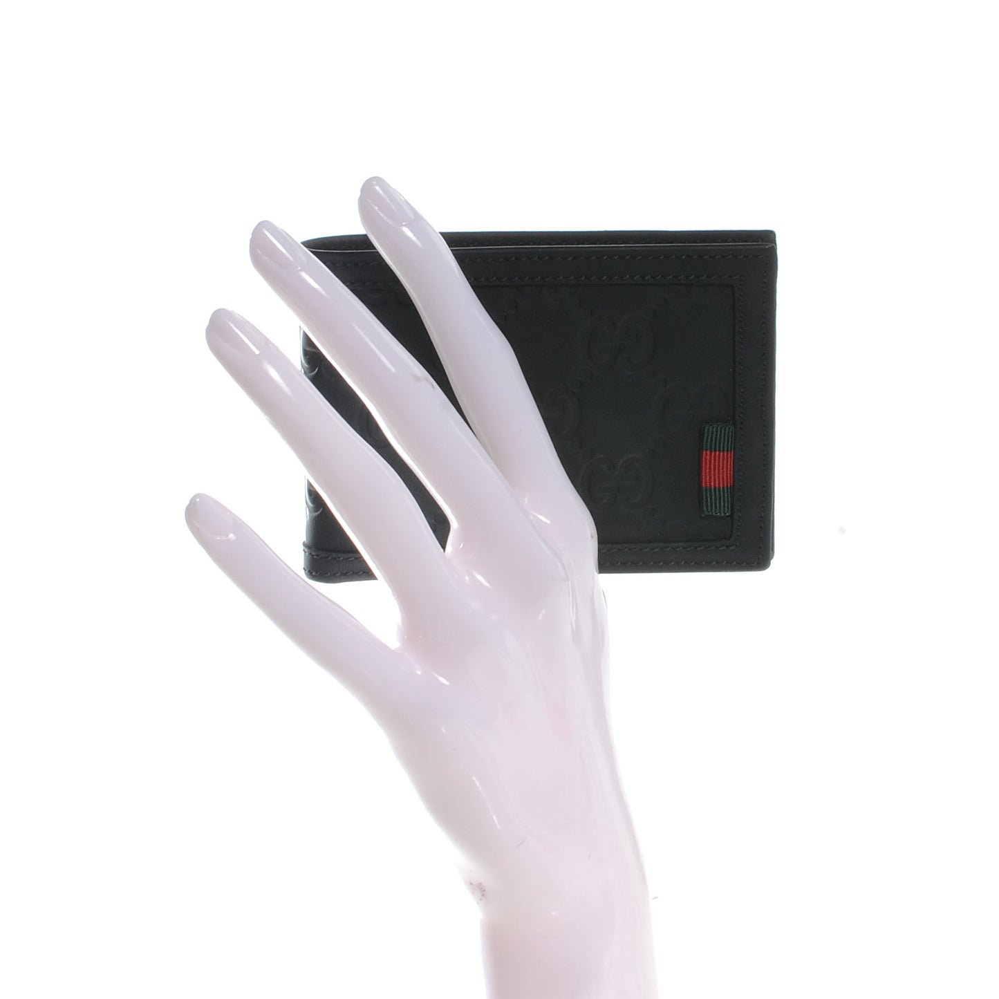 Guccissima Rubber Mini Bi Fold Wallet Black